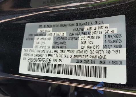 2024 Mazda Cx-30 2.5 S z USA, uszkodzony, nr VIN 3MVDMBAM5RM634996